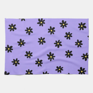 Linge De Cuisine Ressort botanique tropicale violet noir