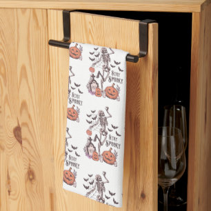 Linge De Cuisine Restez Spooky Cimetière Squelette Blanc Halloween