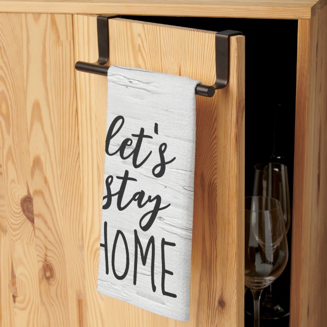 Linge De Cuisine Restons à la maison Texte sur Birch (Pliage en tiers)