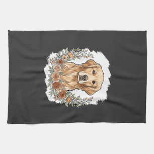 Linge De Cuisine Retriever Golden Floral Sublimation