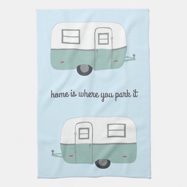 Linge De Cuisine Rétro Camper Trailer RV Motorhome Blue (Vertical)