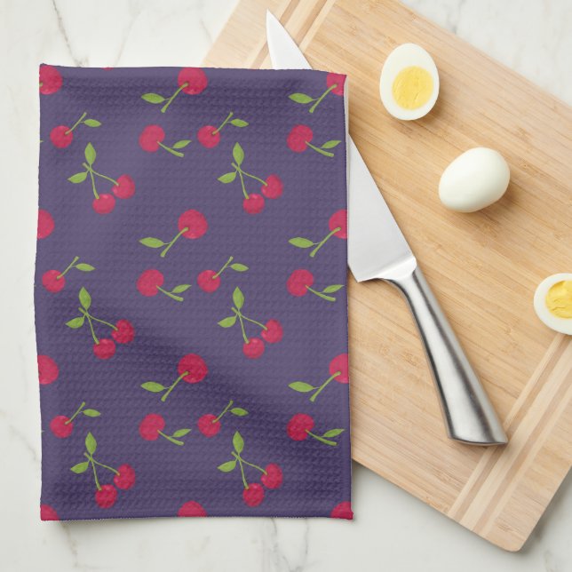 Linge De Cuisine Retro Cherry Cute Farmhouse Purple (Quart Plié)