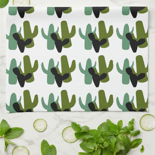 Linge De Cuisine Retro Desert Saguaro Cactus Kitchen Towel (Plié)