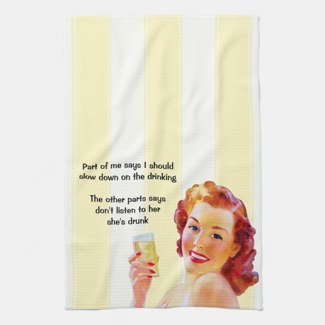 Linge De Cuisine Retro Femme au foyer avec Cocktail Drôle Citation  (Vertical)