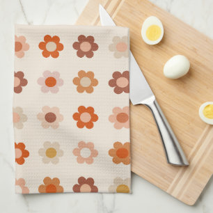 Linge De Cuisine Retro Floral Terracotta Beige