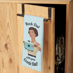 Linge De Cuisine Rétro Housewoman Rock Out avec votre Crock Out WOC