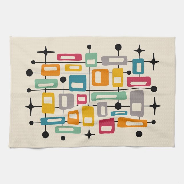 Linge De Cuisine Retro Mid-Century Moderne Abstrait (Horizontal)
