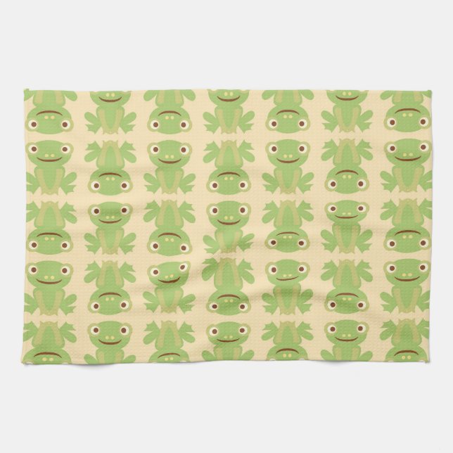 Linge De Cuisine Rétro motif de grenouille verte (Horizontal)
