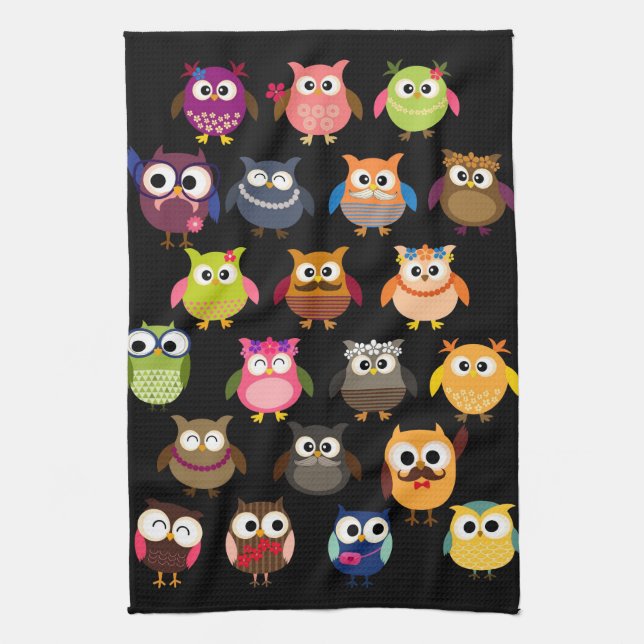 Linge De Cuisine Rétro motif de hibou (Vertical)