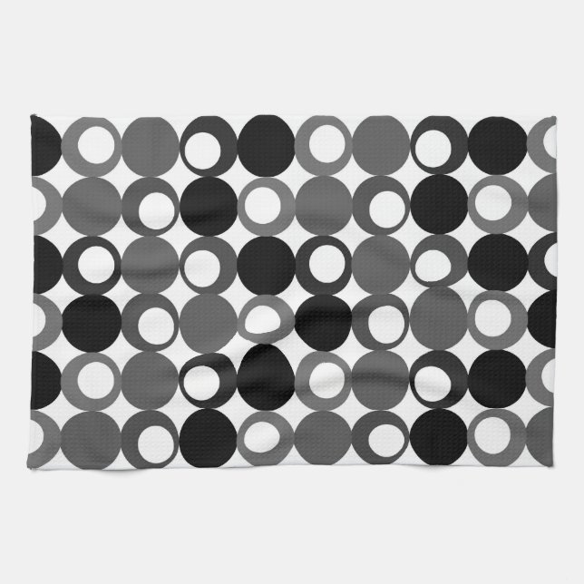 Linge De Cuisine Rétro motif noir et blanc (Horizontal)