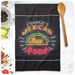 Linge De Cuisine Retro Neon Mexican Food Taco Diner personnalisé
