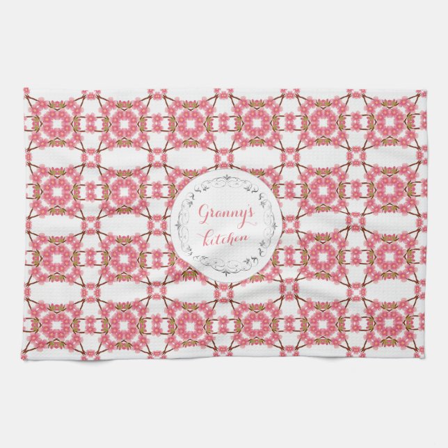 Linge De Cuisine rétro pattern.text. floral (Horizontal)