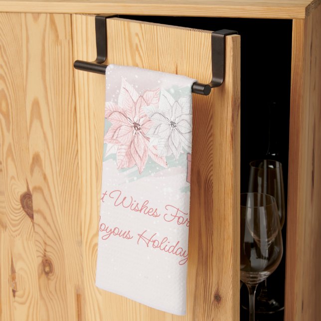 Linge De Cuisine Retro Poinsettias Aquarelle rose blanc cadeaux (Pliage en tiers)