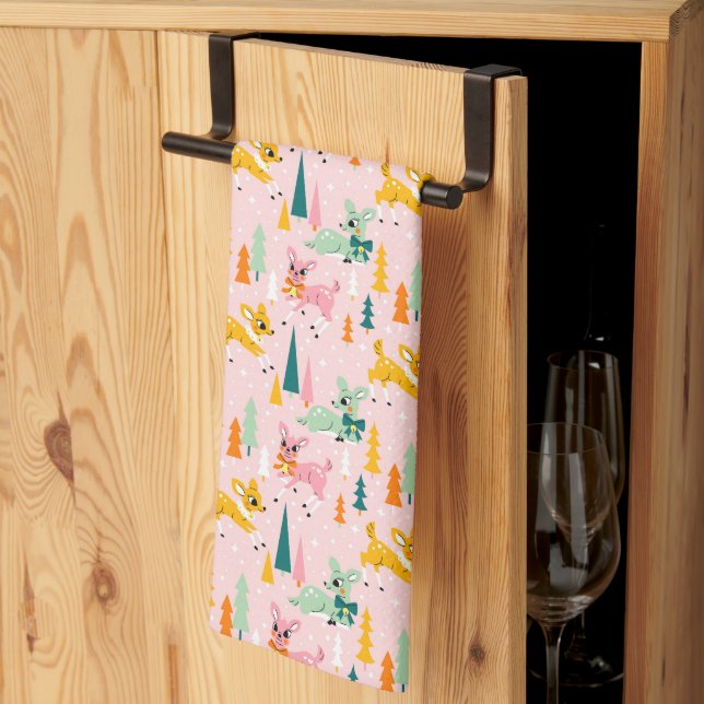Linge De Cuisine Retro Reindeer Wonderland Motif de vacances (Pliage en tiers)