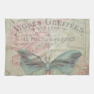 Linge De Cuisine rétro, shabby chic, vintage, rustique du pays, flo