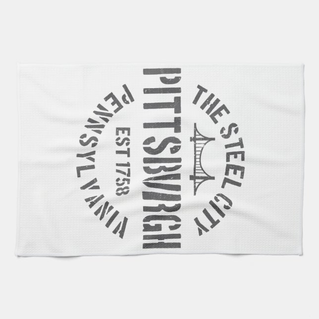 Linge De Cuisine Retro Steel City Pittsburgh Pennsylvania Yinz vint (Horizontal)