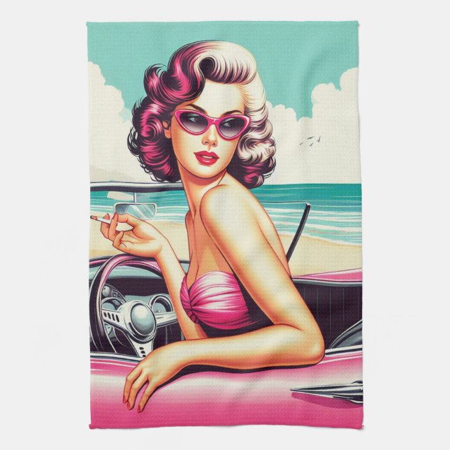 Linge De Cuisine Retro Summer Girl (Vertical)