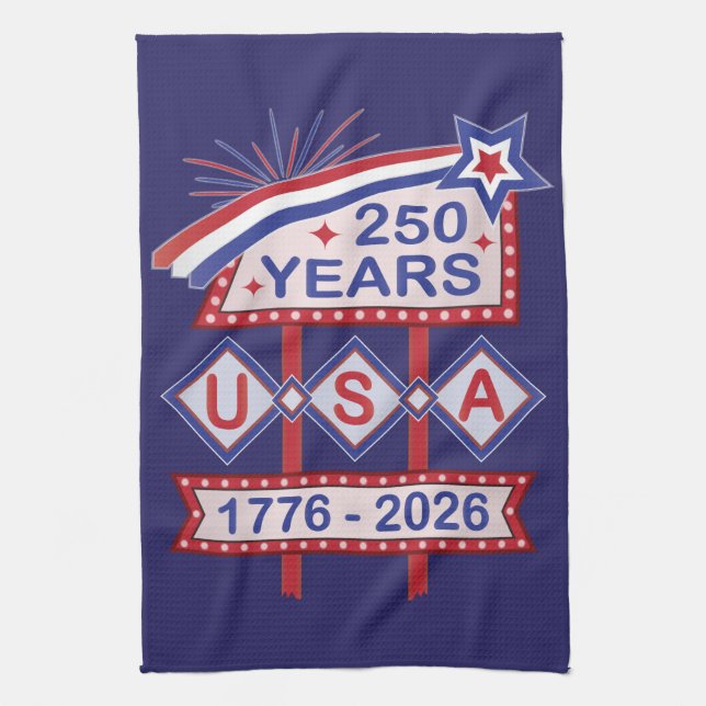 Linge De Cuisine Retro USA 250th Anniversary Marquee Sign 1776-2026 (Vertical)