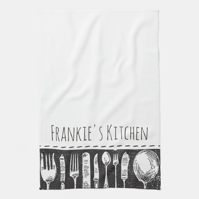 Linge De Cuisine Rétros couverts illustrés (Vertical)