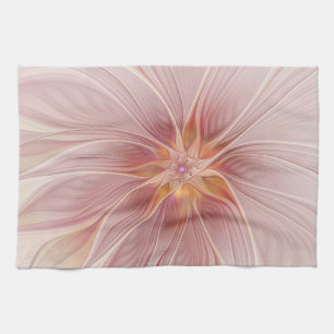 Linge De Cuisine Rêve floral rose doux Fleur d'art fractal Abstrait
