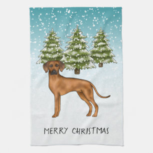 Linge De Cuisine Rhodesian Ridgeback Lion Dog Snowy Winter Forest