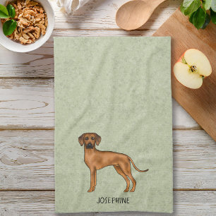 Linge De Cuisine Rhodesian Ridgeback mignon chien Brown avec nom ve
