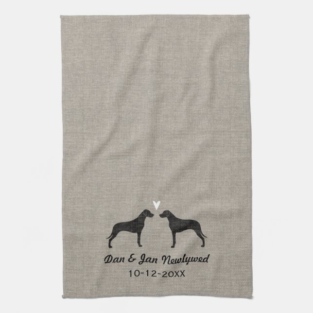 Linge De Cuisine Rhodesian Ridgebacks avec le coeur et le texte (Vertical)