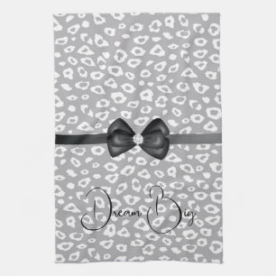 Linge De Cuisine Ribbon blanc gris léopard diamant bow