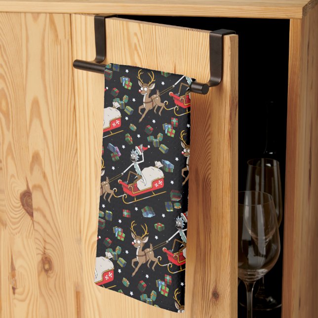 Linge De Cuisine Rick et Morty | Christmas Reindeer Sleigh Motif (Pliage en tiers)
