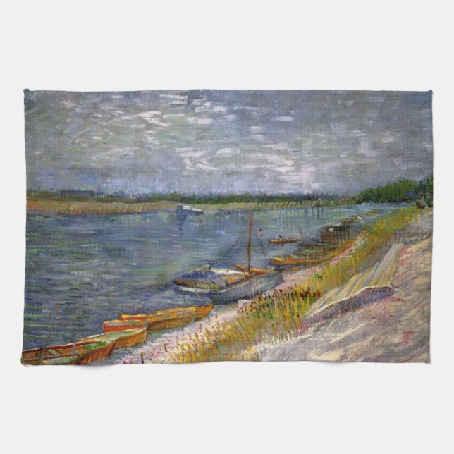 Linge De Cuisine Rivière avec bateaux à rames par Vincent van Gogh (Horizontal)