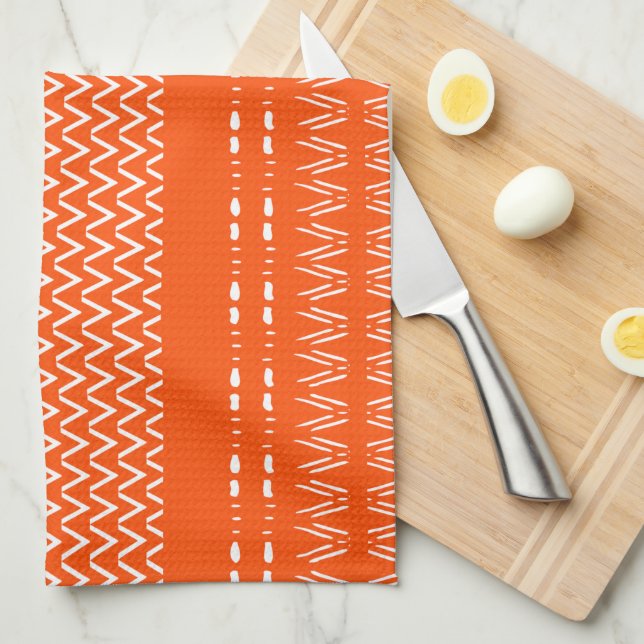 Linge De Cuisine Robe de cuisine moderne orange rustique (Quart Plié)