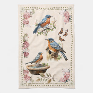 Linge De Cuisine Robin Bird Peach Damask