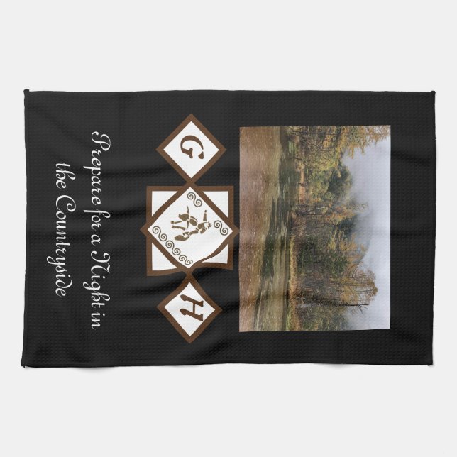 Linge De Cuisine Rodeo Bull Rider et Longhorn Monogram Photo (Horizontal)