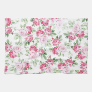 Linge De Cuisine Romantique rose moderne blanc rose tendance floral