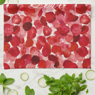 Linge De Cuisine Romantique Rose Rouge Petals Floral Amour