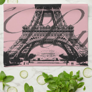 Linge De Cuisine romantique rose vintage paris tour eiffel