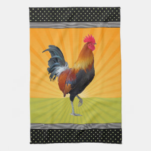 Linge De Cuisine Rooster Design Rooster Rooster Conception Colorée 