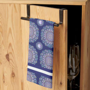 Linge De Cuisine Rosace bleue