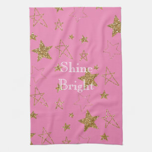 Linge De Cuisine Rose avec étoiles d'or