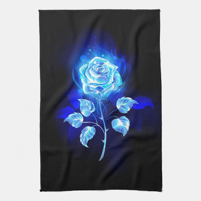 Linge De Cuisine Rose bleu brûlant (Vertical)
