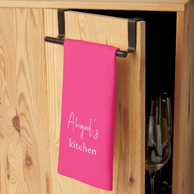 Linge De Cuisine Rose chaud personnalisé (Pliage en tiers)