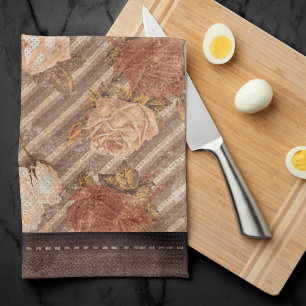 Linge De Cuisine Rose de cuivre épice vintage   Cuir rustique Faux