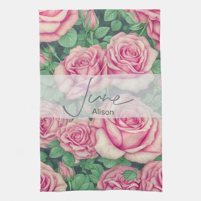 Linge De Cuisine Rose Fleur de naissance juin (Vertical)