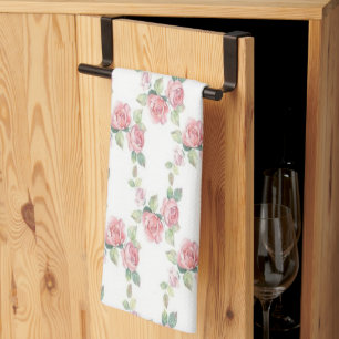 Linge De Cuisine Rose Florale Rose Chic Usé