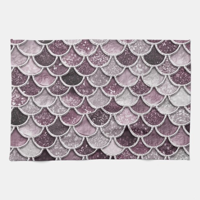 Linge De Cuisine Rose Gold Blush Ombre Parties scintillant Mermaid  (Horizontal)