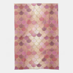 Linge De Cuisine Rose Gold Shimmer Mermaid Échelle Motif