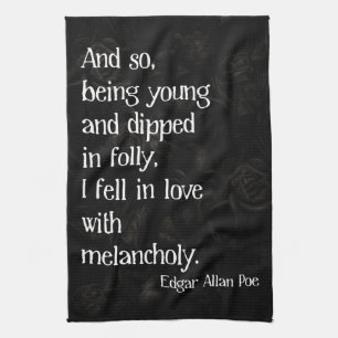 Linge De Cuisine Rose gothique morte et citation de Poe
