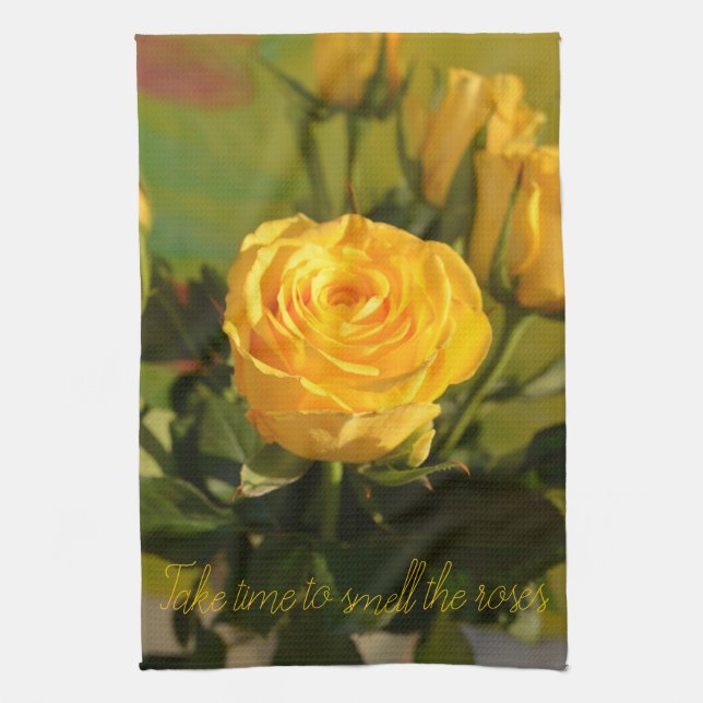 Linge De Cuisine Rose jaune personnalisé (Vertical)