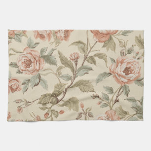 Linge De Cuisine Rose Pâle Vert Sauge Beige Floral Shabby Chic