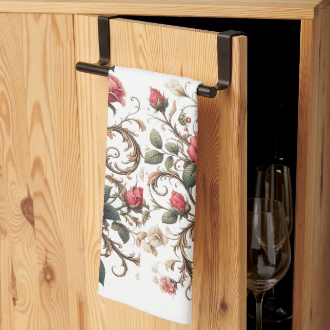 Linge De Cuisine Rose Symphony (Pliage en tiers)